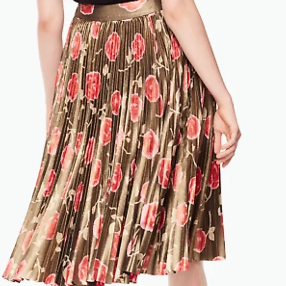 ⭕️ PRICE FIRM Kate Spade Skirt the Rules Pleated Hazy Rose Metallic Skirt Size 2