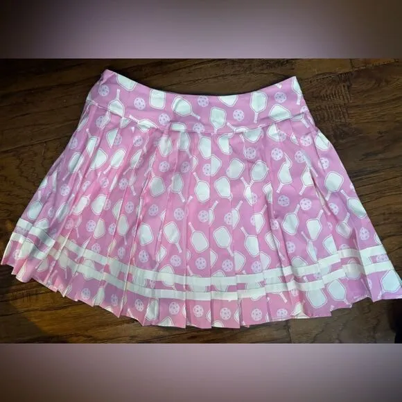 055. PINK PICKLEBALL PRINT SKIRT WITH SHORTS