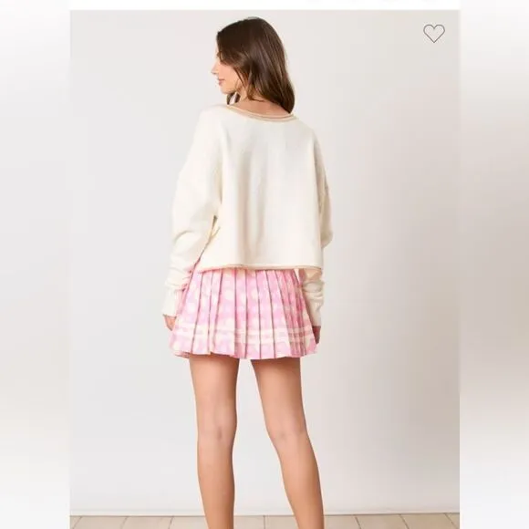 055. PINK PICKLEBALL PRINT SKIRT WITH SHORTS