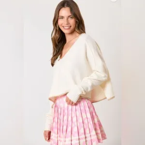 055. PINK PICKLEBALL PRINT SKIRT WITH SHORTS