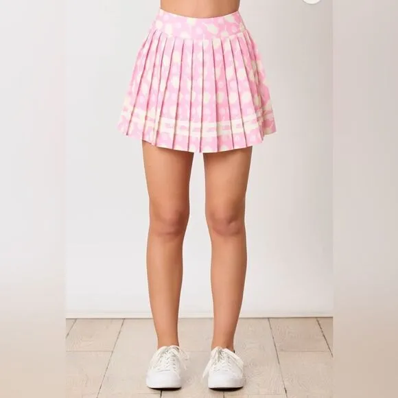 055. PINK PICKLEBALL PRINT SKIRT WITH SHORTS