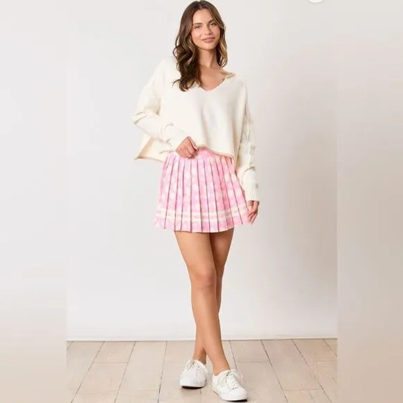 055. PINK PICKLEBALL PRINT SKIRT WITH SHORTS