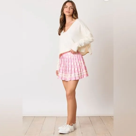 055. PINK PICKLEBALL PRINT SKIRT WITH SHORTS