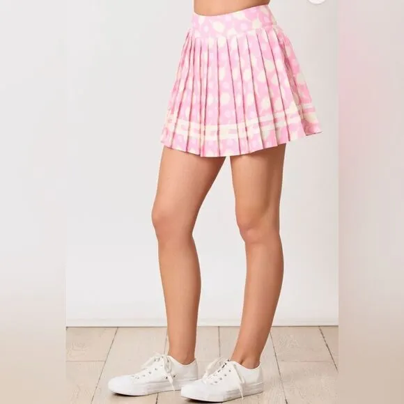 055. PINK PICKLEBALL PRINT SKIRT WITH SHORTS