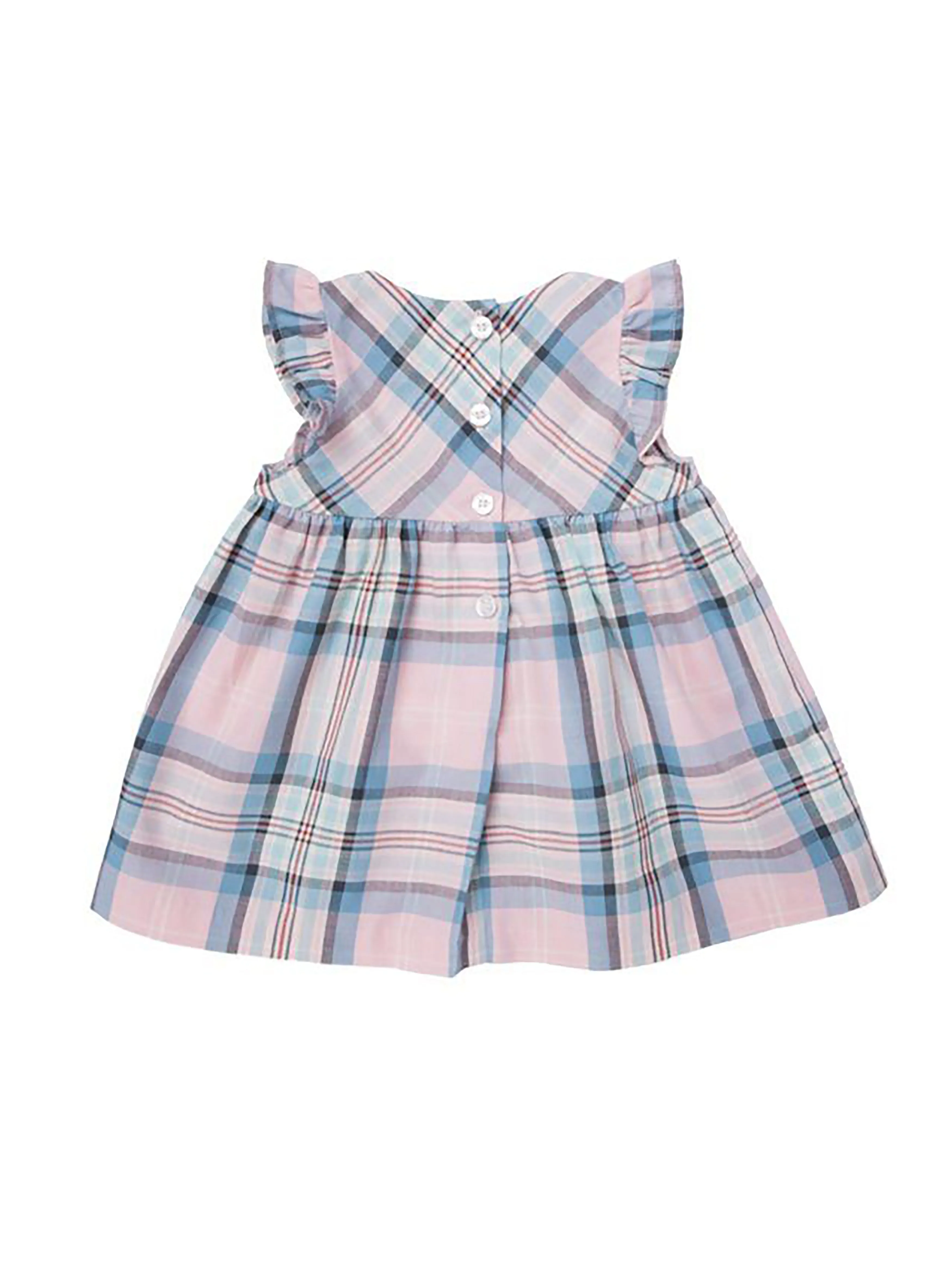 [12-24m] The Diana Collection Cotton Tartan Butterfly Sleeve Baby Dress