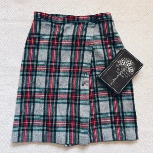 1970s Sears Vintage Tartan Kilt Wrap Midi Skirt