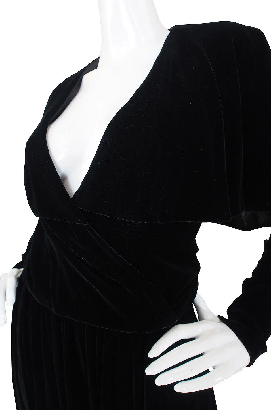 1990s Calvin Klein Velvet Wrap Top & Skirt