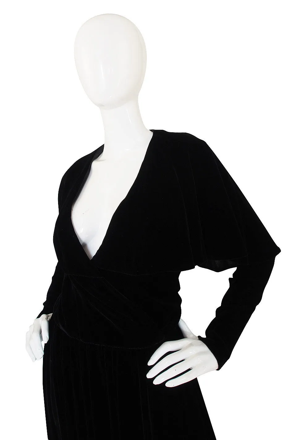 1990s Calvin Klein Velvet Wrap Top & Skirt