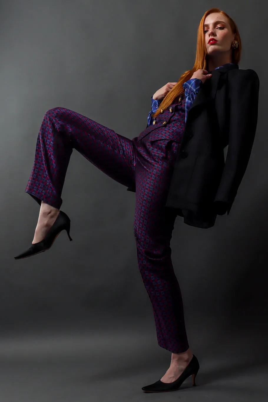 1990s Wool Striped Blazer & Pant Set