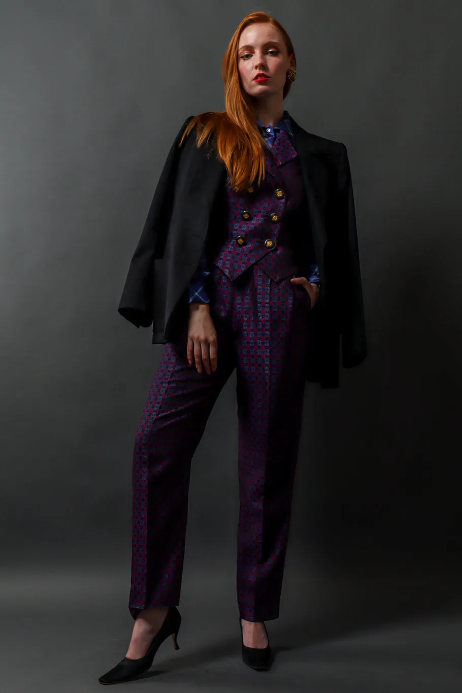 1990s Wool Striped Blazer & Pant Set