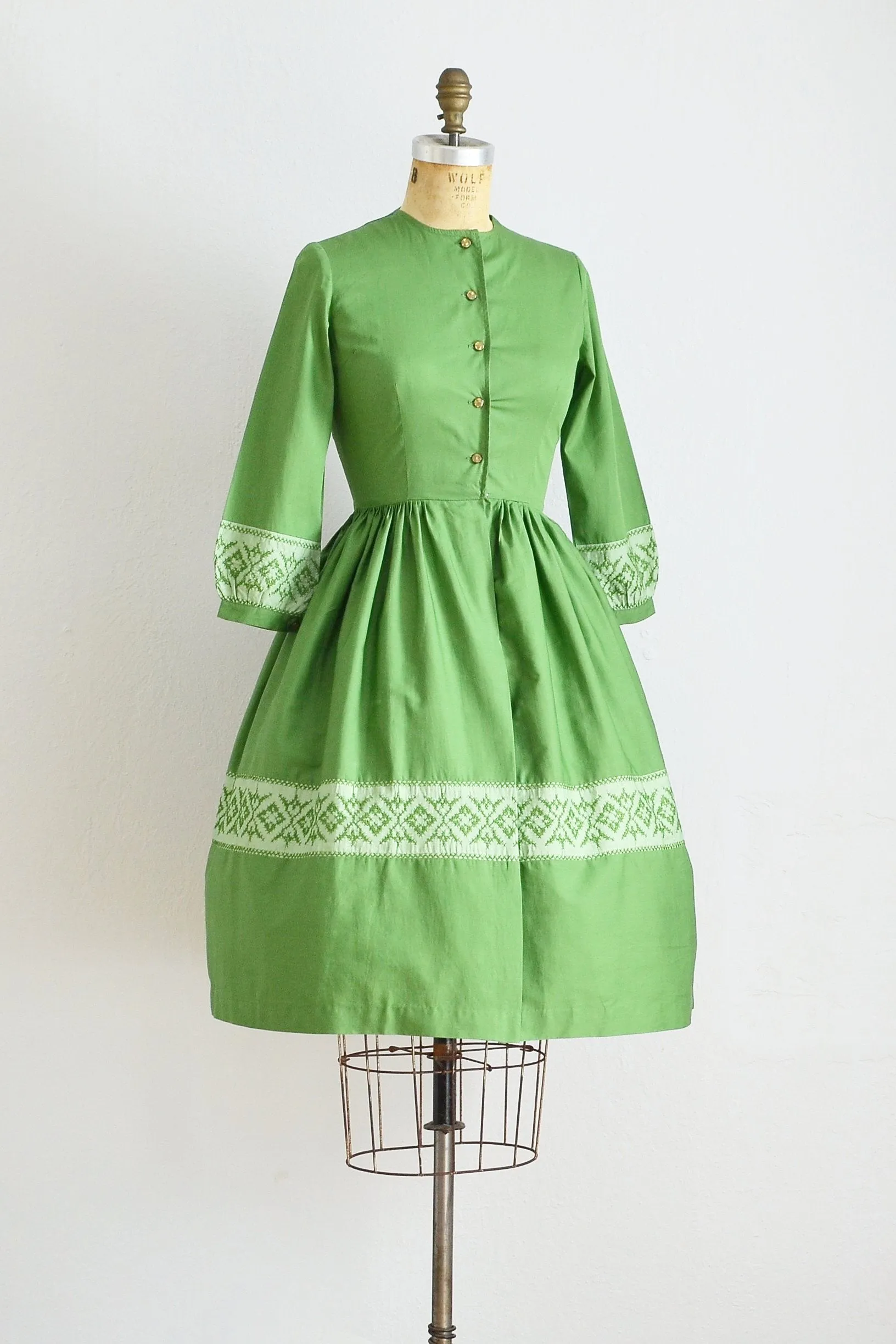 50s Green Dress / XS