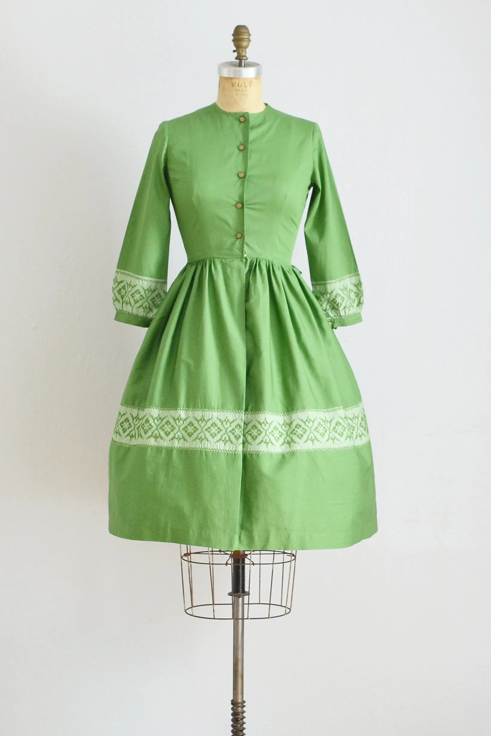 50s Green Dress / XS