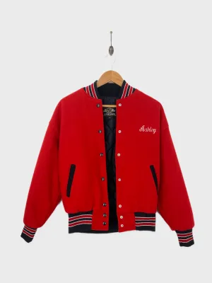 90's 'Ashley' USA Made Embroidered Vintage Varsity Jacket Size 8