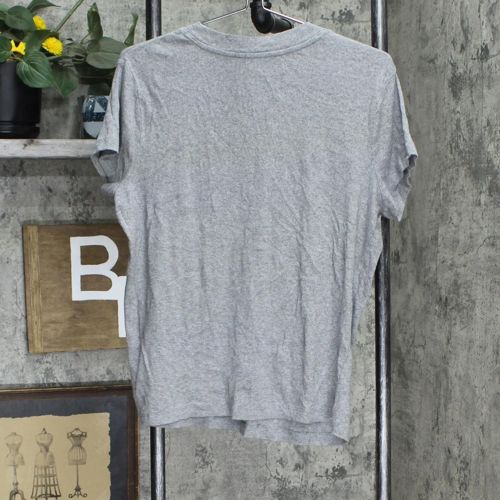 A New Day Women's Short Sleeve Slim Fit Ribbed T-Shirt Gray XXL