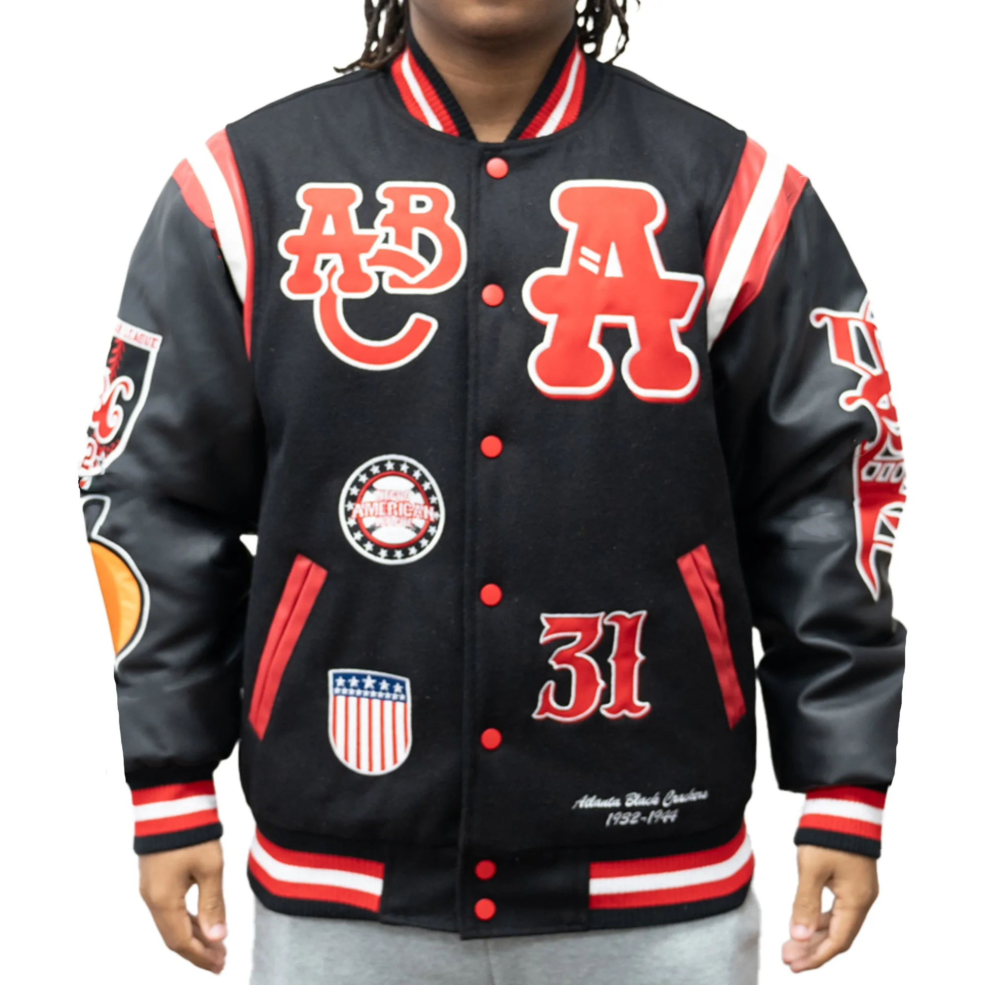 A.B.C BLACK  VARSITY JACKET (BLACK)