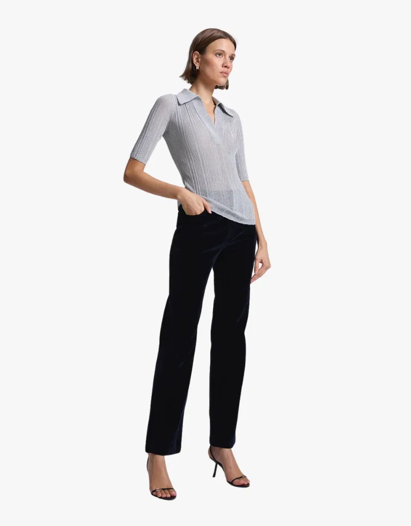 A.L.C. Metallic Knit Top in Mercury