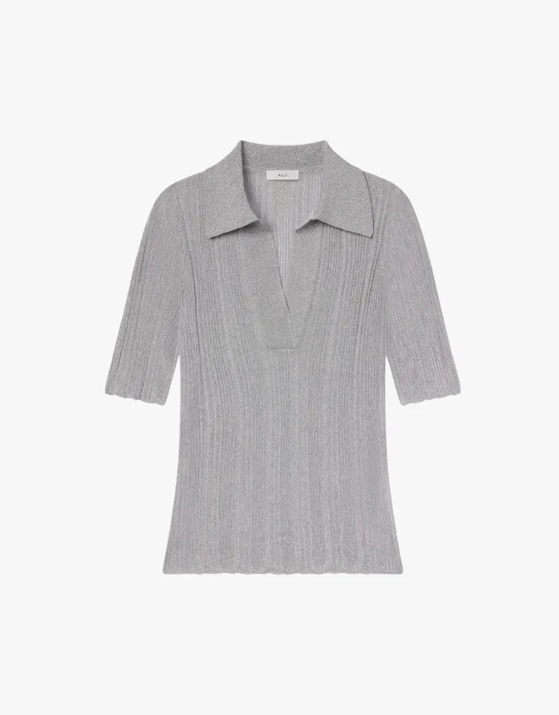 A.L.C. Metallic Knit Top in Mercury