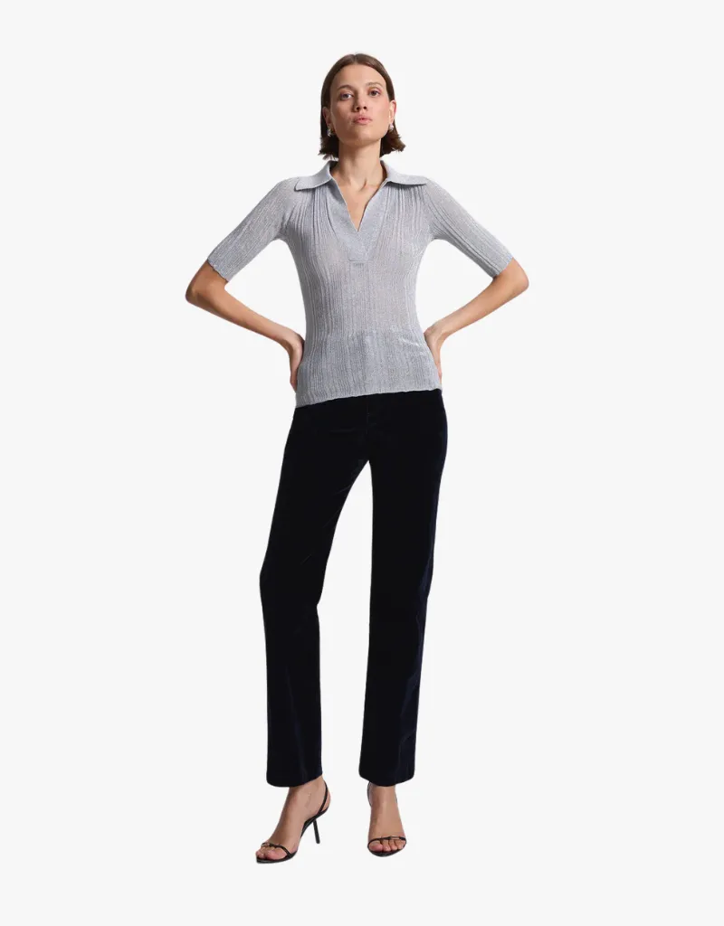 A.L.C. Metallic Knit Top in Mercury