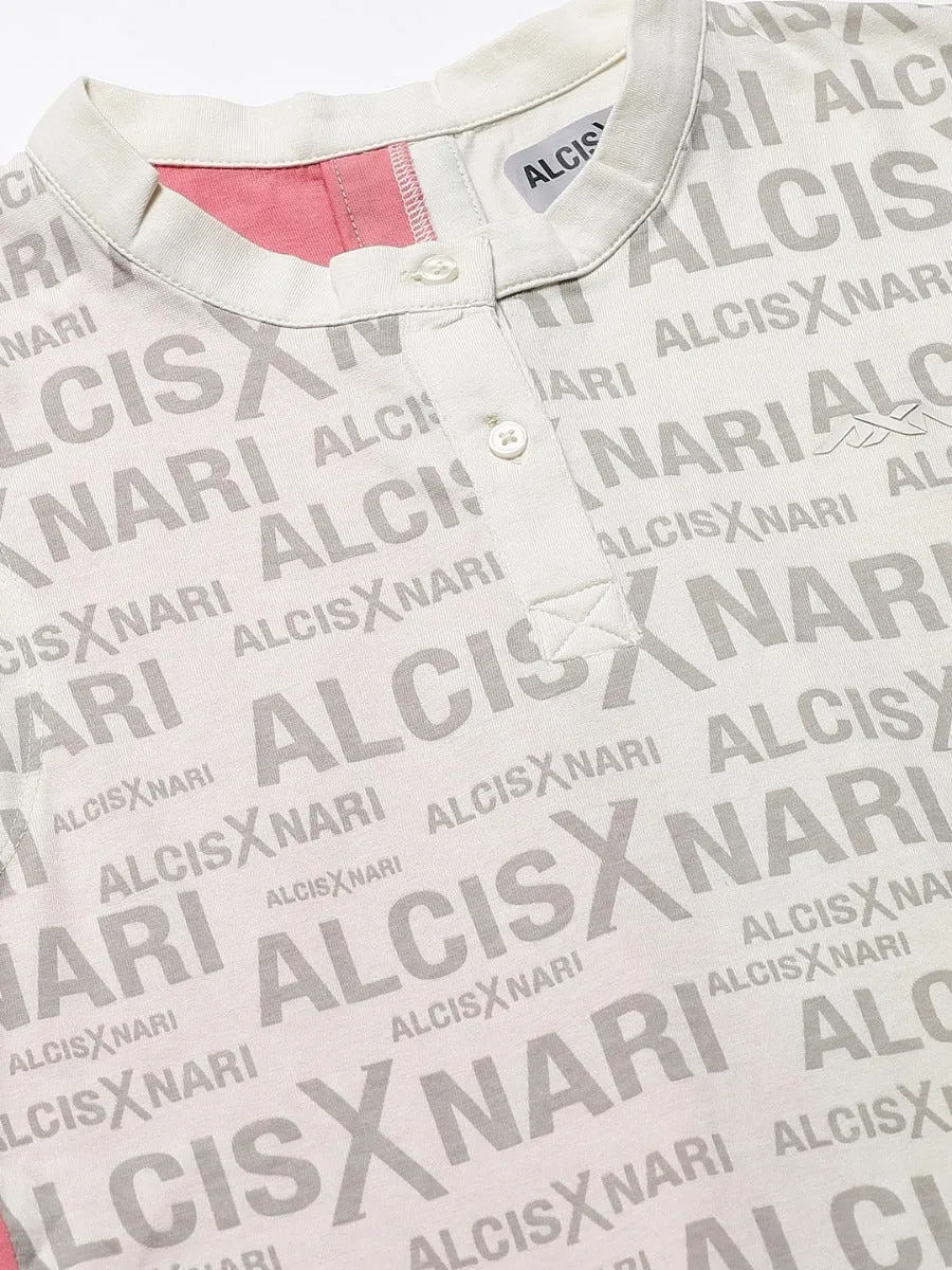 Alcis Women Off-White Grey Printed Top