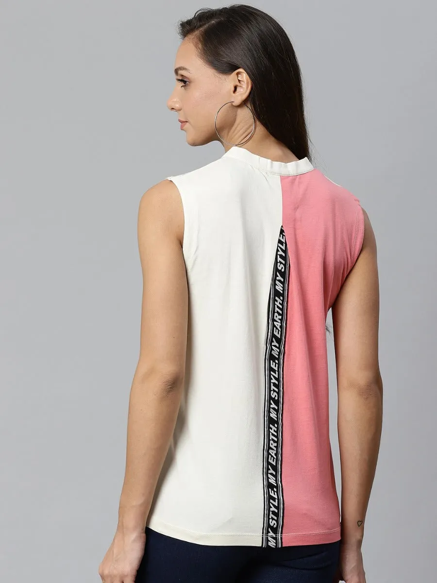 Alcis Women Off-White Grey Printed Top