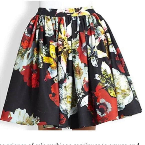 Alice   Olivia Pia Floral-Print Pleated Full Skirt Size 0