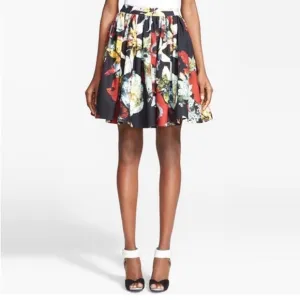 Alice   Olivia Pia Floral-Print Pleated Full Skirt Size 0