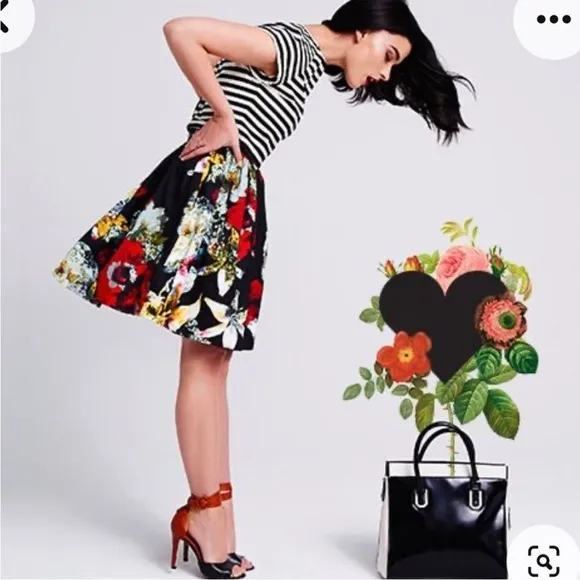 Alice   Olivia Pia Floral-Print Pleated Full Skirt Size 0