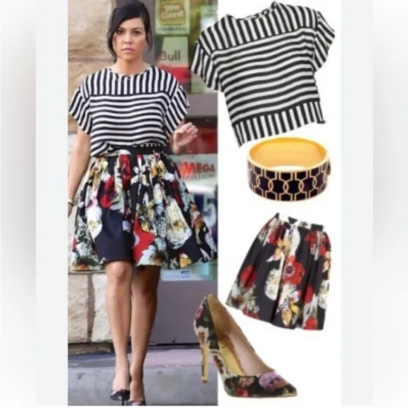 Alice   Olivia Pia Floral-Print Pleated Full Skirt Size 0