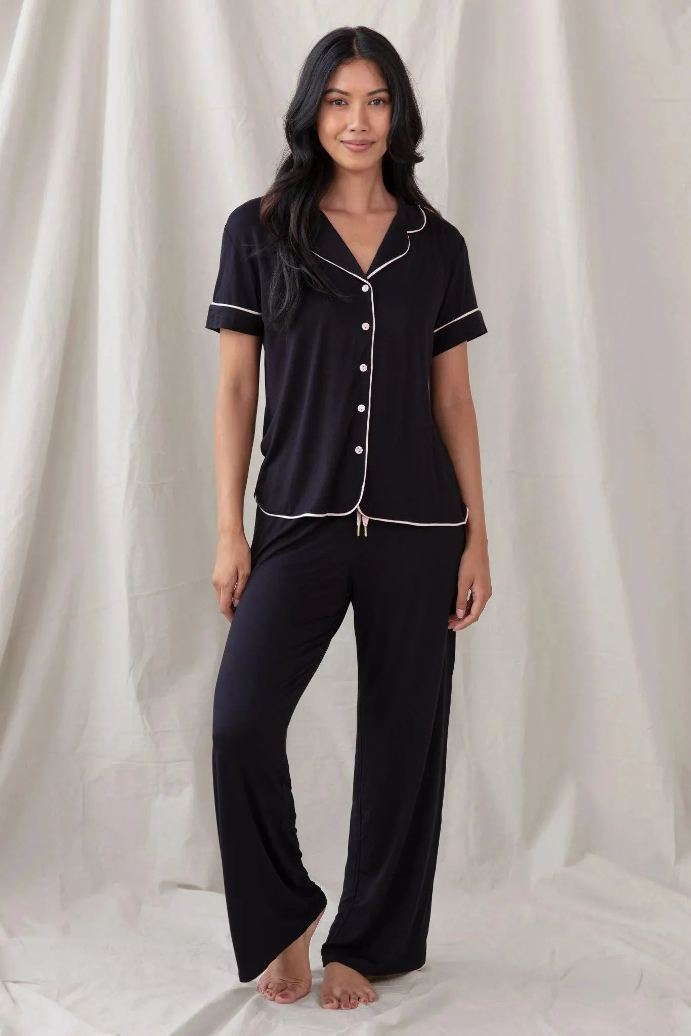 All American Jersey PJ Set In Black  - Honeydew Intimates