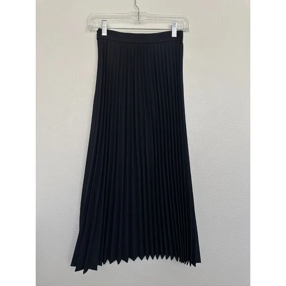 &amp; Other Stories Pleated Accordion Wool Blend Midi Skirt Navy Blue Classy Women 2