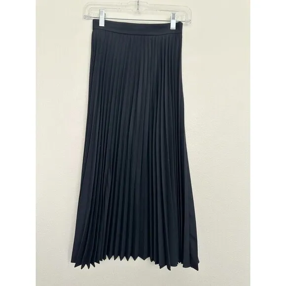&amp; Other Stories Pleated Accordion Wool Blend Midi Skirt Navy Blue Classy Women 2