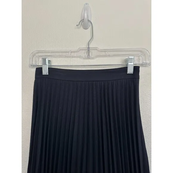 &amp; Other Stories Pleated Accordion Wool Blend Midi Skirt Navy Blue Classy Women 2