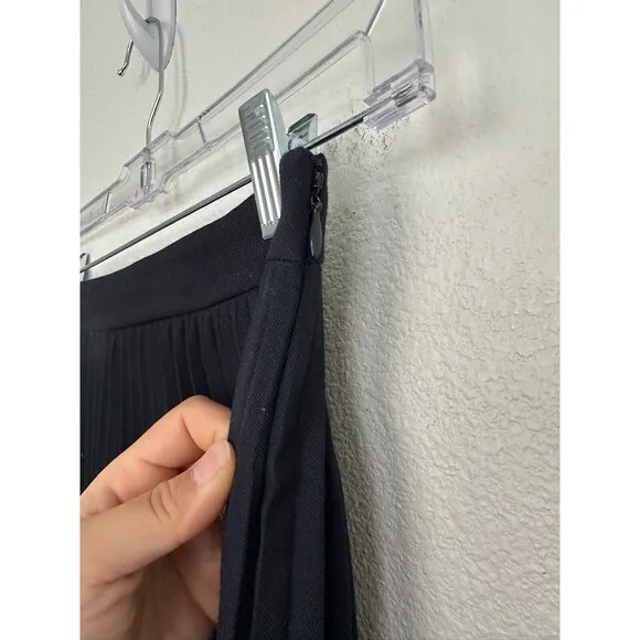 &amp; Other Stories Pleated Accordion Wool Blend Midi Skirt Navy Blue Classy Women 2