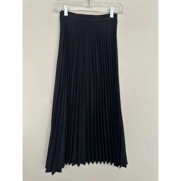 &amp; Other Stories Pleated Accordion Wool Blend Midi Skirt Navy Blue Classy Women 2