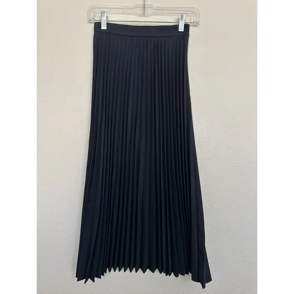 &amp; Other Stories Pleated Accordion Wool Blend Midi Skirt Navy Blue Classy Women 2