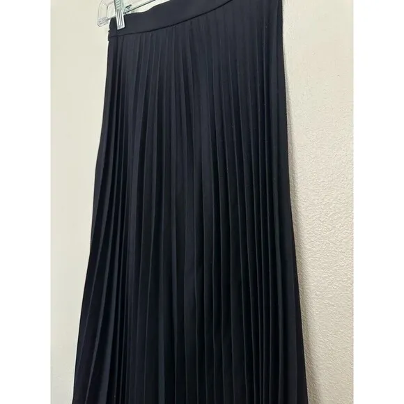 &amp; Other Stories Pleated Accordion Wool Blend Midi Skirt Navy Blue Classy Women 2