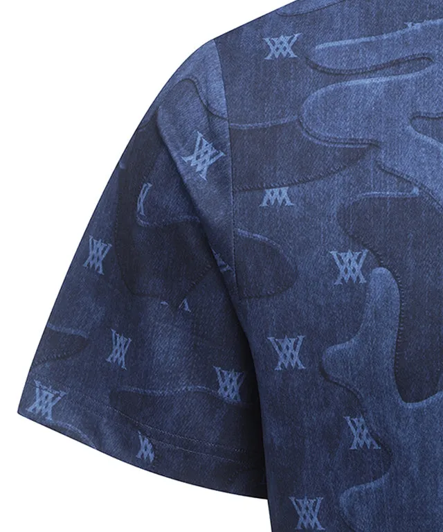 ANEW Golf: Men Camo Cool High Neck Short T-Shirt - Navy