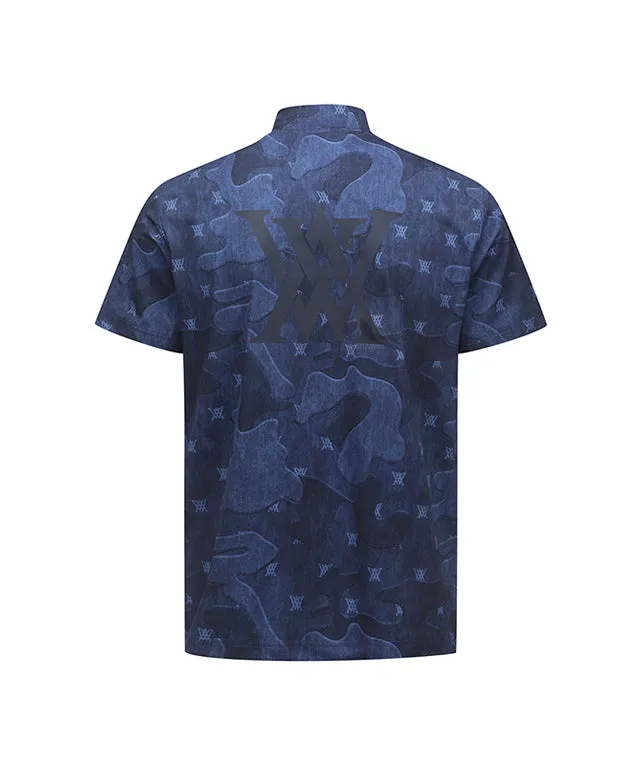 ANEW Golf: Men Camo Cool High Neck Short T-Shirt - Navy