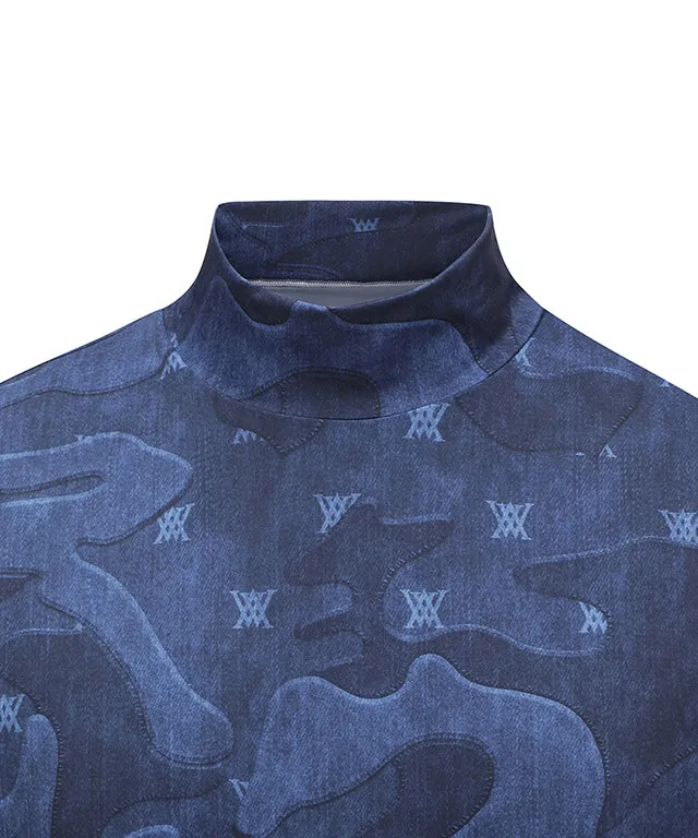 ANEW Golf: Men Camo Cool High Neck Short T-Shirt - Navy