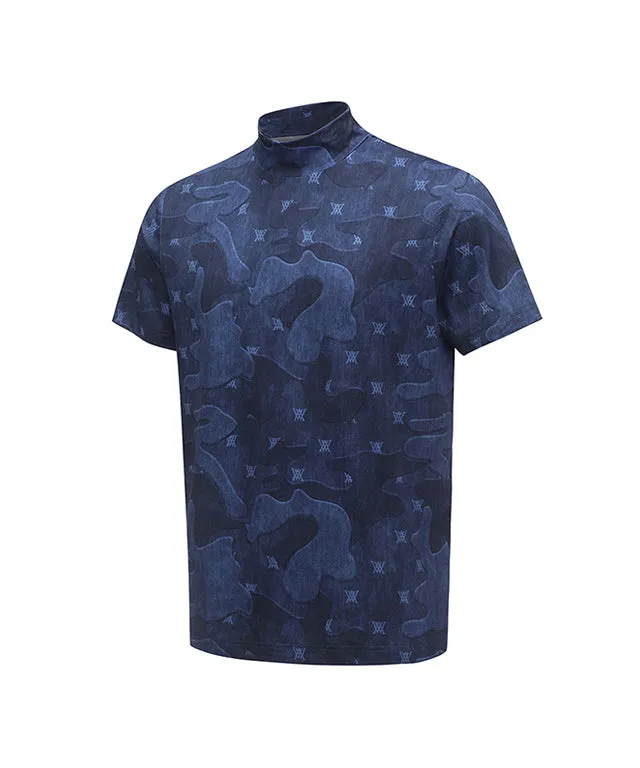 ANEW Golf: Men Camo Cool High Neck Short T-Shirt - Navy