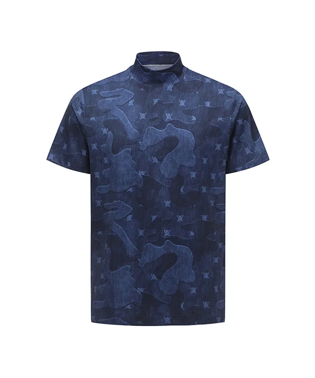 ANEW Golf: Men Camo Cool High Neck Short T-Shirt - Navy