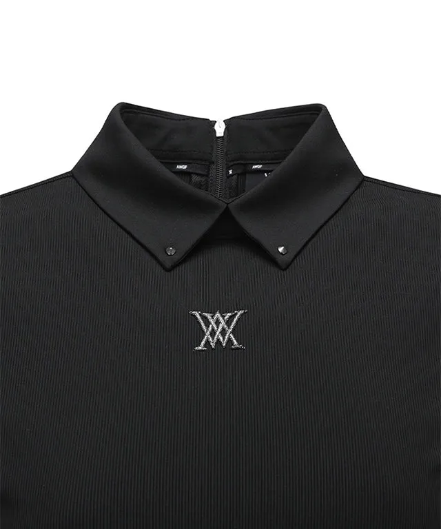 ANEW Golf: Woman Back Zip Point Long T-Shirt - Black