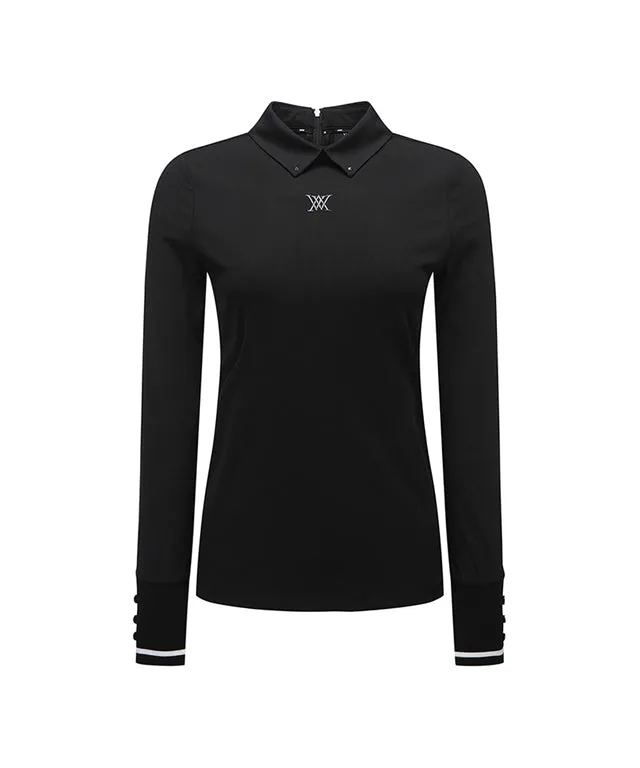ANEW Golf: Woman Back Zip Point Long T-Shirt - Black