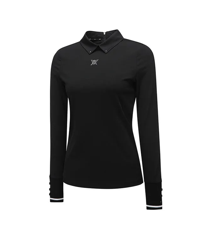 ANEW Golf: Woman Back Zip Point Long T-Shirt - Black