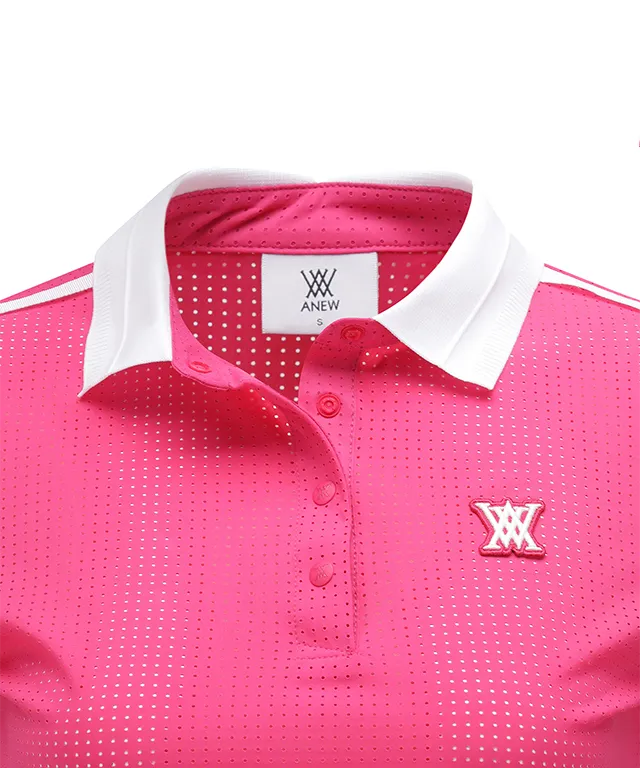ANEW Golf: Women All Ventilation Collar Short T-Shirt - Hot Pink