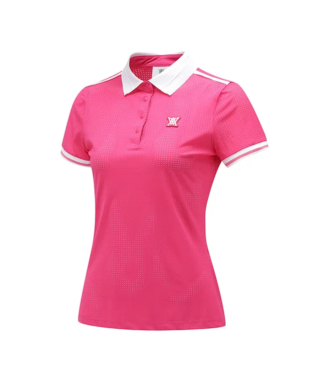 ANEW Golf: Women All Ventilation Collar Short T-Shirt - Hot Pink