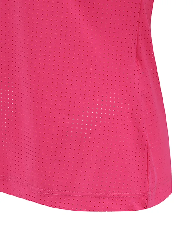 ANEW Golf: Women All Ventilation Collar Short T-Shirt - Hot Pink