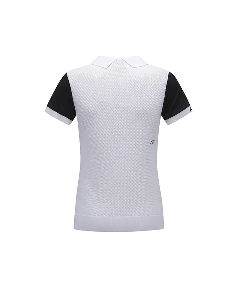 ANEW Golf: Women Back Knit Block Short T-Shirt - Black