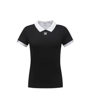 ANEW Golf: Women Back Knit Block Short T-Shirt - Black