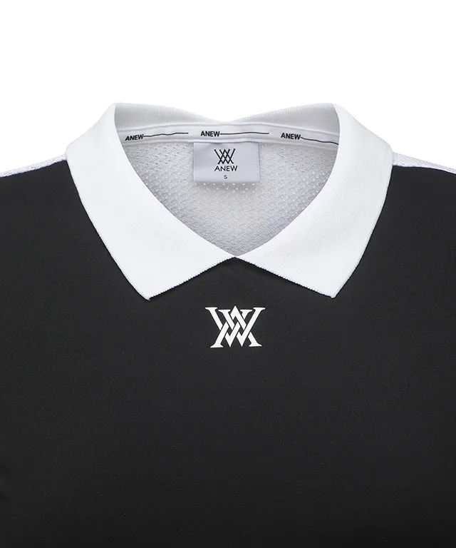 ANEW Golf: Women Back Knit Block Short T-Shirt - Black